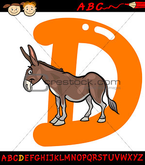 letter d for donkey cartoon illustration