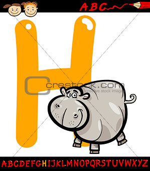 letter h for hippo cartoon illustration