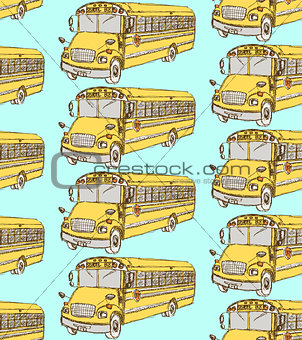 Sketch school bus in vintage style