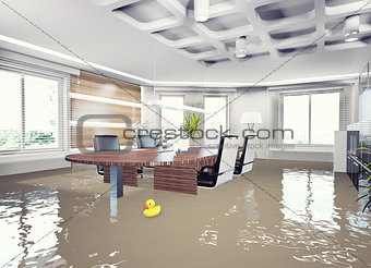 flooding office interior.