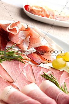 Prosciutto and ham plate