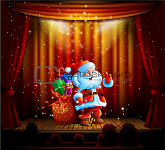 Santa Claus standing on a stage