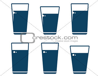 set of water glass icons