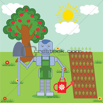 robot in the garden