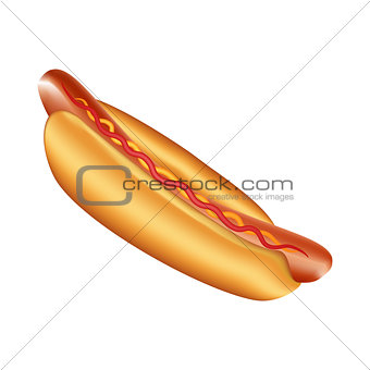 Hot dog on white
