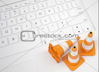 Traffic cones on the keyboard