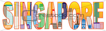 Singapore City Skyline Color Text Illustration