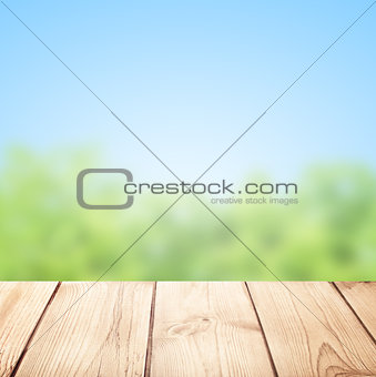 Old desk and nature background