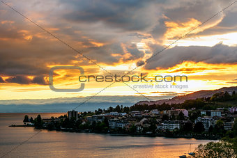 Sunset seen from Montreux