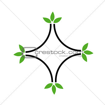 Eco friendly business logo with green leaves