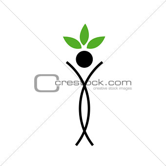 Human figure with green leaves- Abstract ecological concept