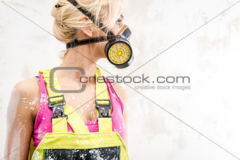 Female in respirator 