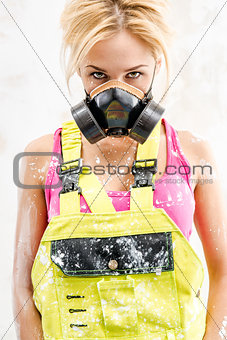 Female in respirator 