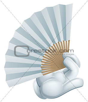 Hand holding paper fan