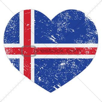 Iceland heart retro flag