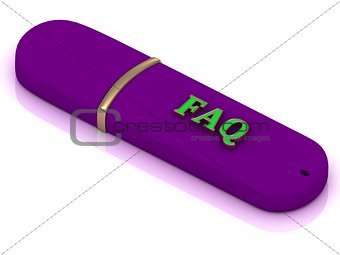 FAQ - inscription on lilac USB flash drive
