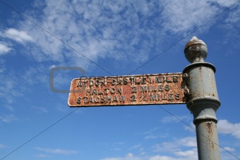 Old English road sign 