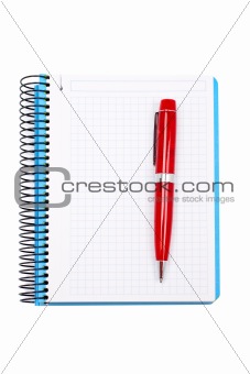 Blank notebook sheet with pen