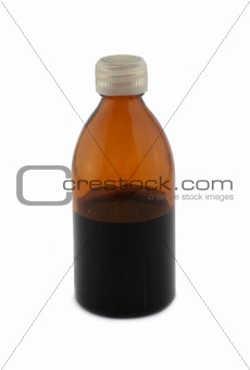 small glass bottle on white