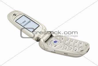 mobile phone with ONE NEW MESSAGE text