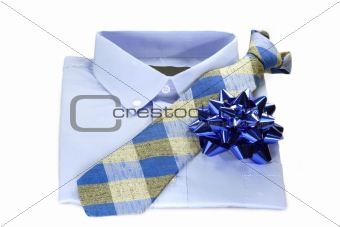 Blue shirt with a tie