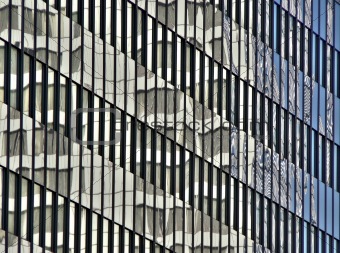 Reflections on glass building