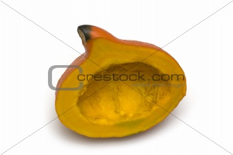 slit pumpkin on white background