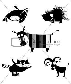Comic animal silhouettes