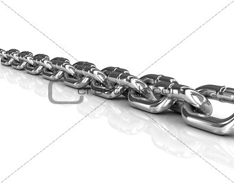 Chain Links - Shows a closeup of a metal chain link segment from a children's swing set. The image is isolated on a white background.