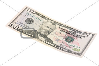 50 dollar banknote ,isolated on a white background
