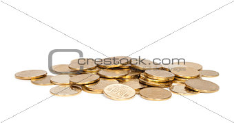 Heap of coins isolated on white background