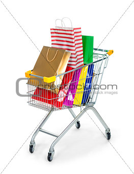A shopping cart isolated On white