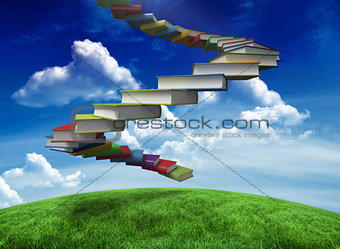 Composite image of steps made of books