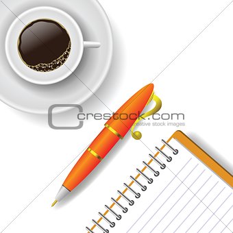 cup of coffee and pen