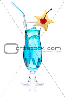 Blue cocktail with carambola