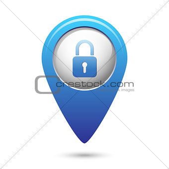 Map pointer with close lock icon