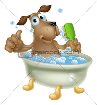 Dog grooming bath cartoon