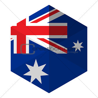 Australia Flag Hexagon Flat Icon Button