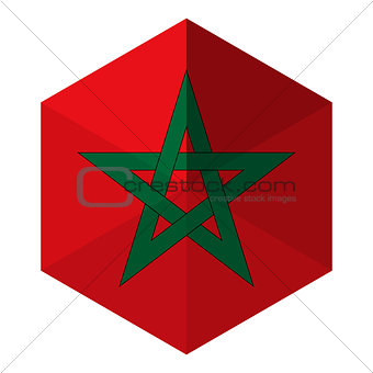 Morocco Flag Hexagon Flat Icon Button