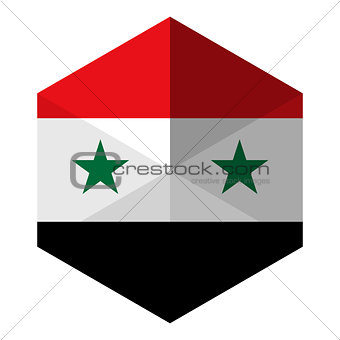 Syria Flag Hexagon Flat Icon Button