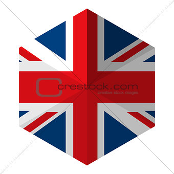UK Flag Hexagon Flat Icon Button