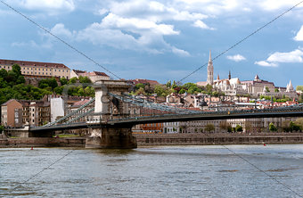 Chain Bridge over Danube river. Budapest city. Hungary