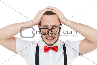 Nerdy businessman feeling stressed out