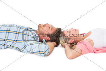 Attractive young couple sleeping peacefully