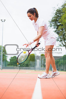 Tennis player playing a match on the court