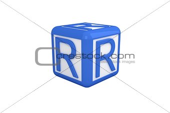 R blue and white block