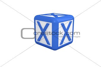 X blue and white block