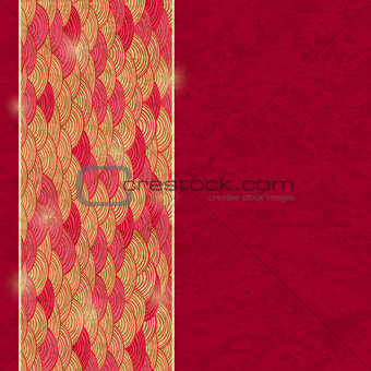 Retro Red Card with Wave Pattern