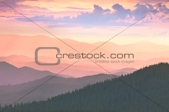 Colorful Sunset in the Mountains