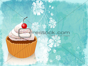 Retro card with cupcake